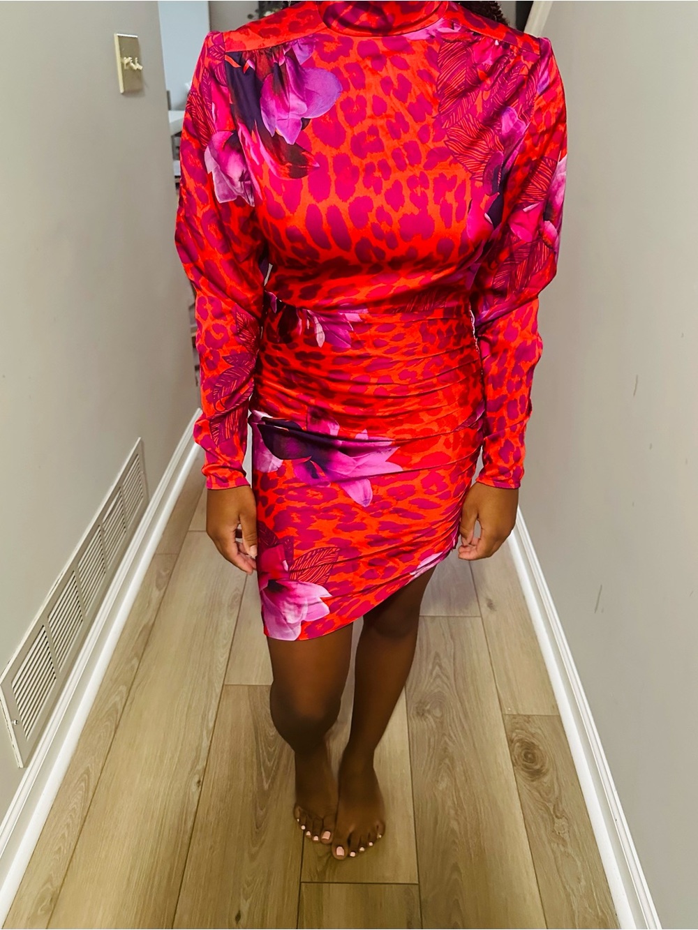 Marciano Guess-Red & Purple Floral Print High-Neck Women’s Top Dress